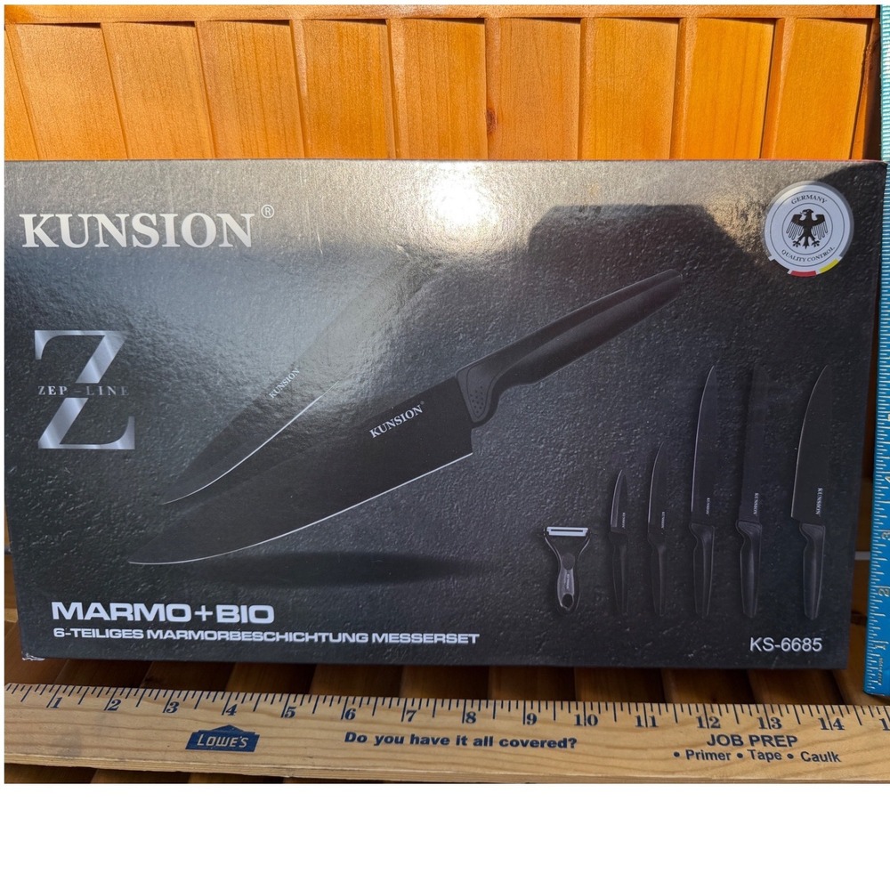 Kunsion Zep-Line 6 Piece Knife Set Black Marble Coating Stainless Steel KS-6685